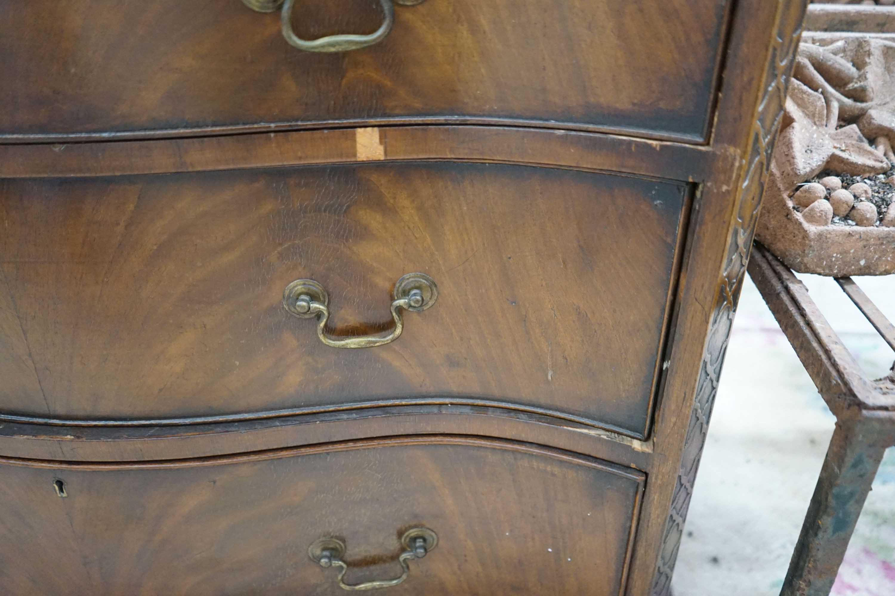 A George III style mahogany serpentine chest, width 96cm, depth 60cm, height 98cm